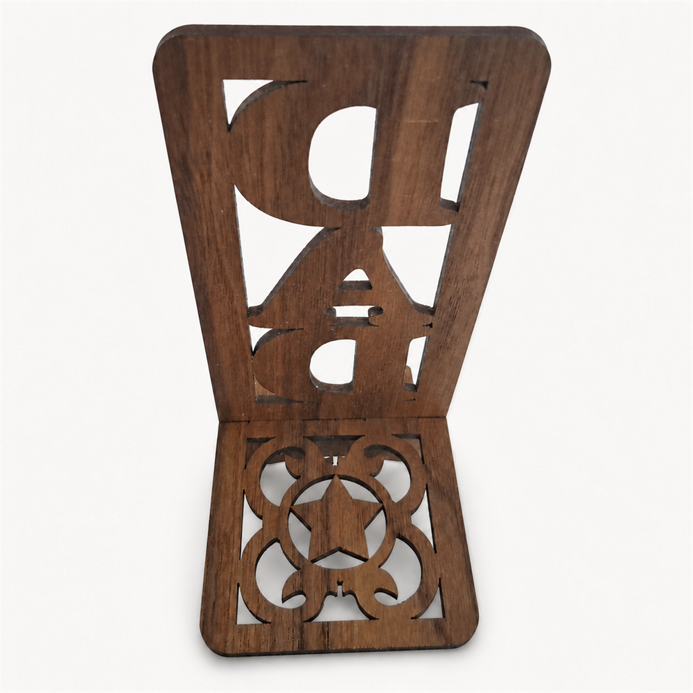 Dad Phone Stand — Walnut Wooden Father's Day Gift