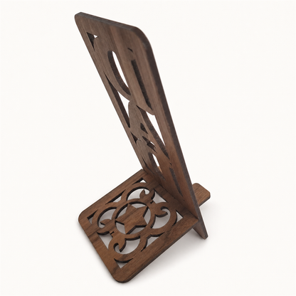 Dad Phone Stand — Walnut Wooden Father's Day Gift