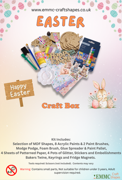 Easter Craft Box for Kids & Adults – MDF Shapes, Paints, Glitter & DIY Decoration Kit