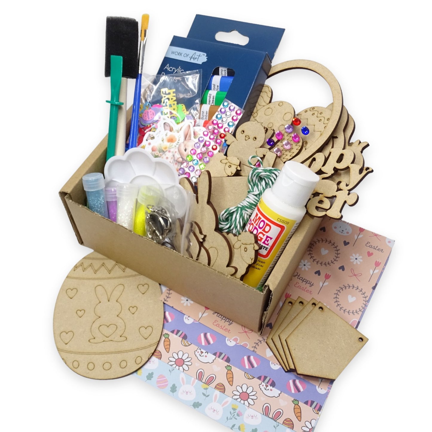 Easter Craft Box for Kids & Adults – MDF Shapes, Paints, Glitter & DIY Decoration Kit