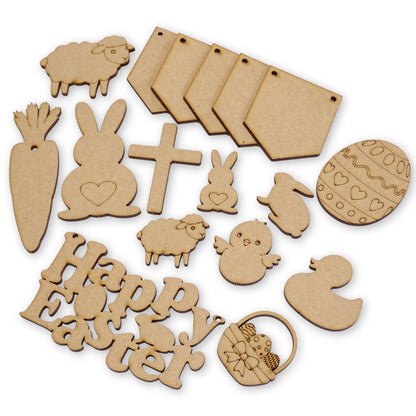 Easter Craft Box for Kids & Adults – MDF Shapes, Paints, Glitter & DIY Decoration Kit