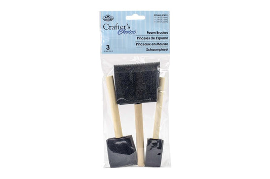 Foam Brush Set 25mm, 50mm, 75mm pack of 3 with wooden handles