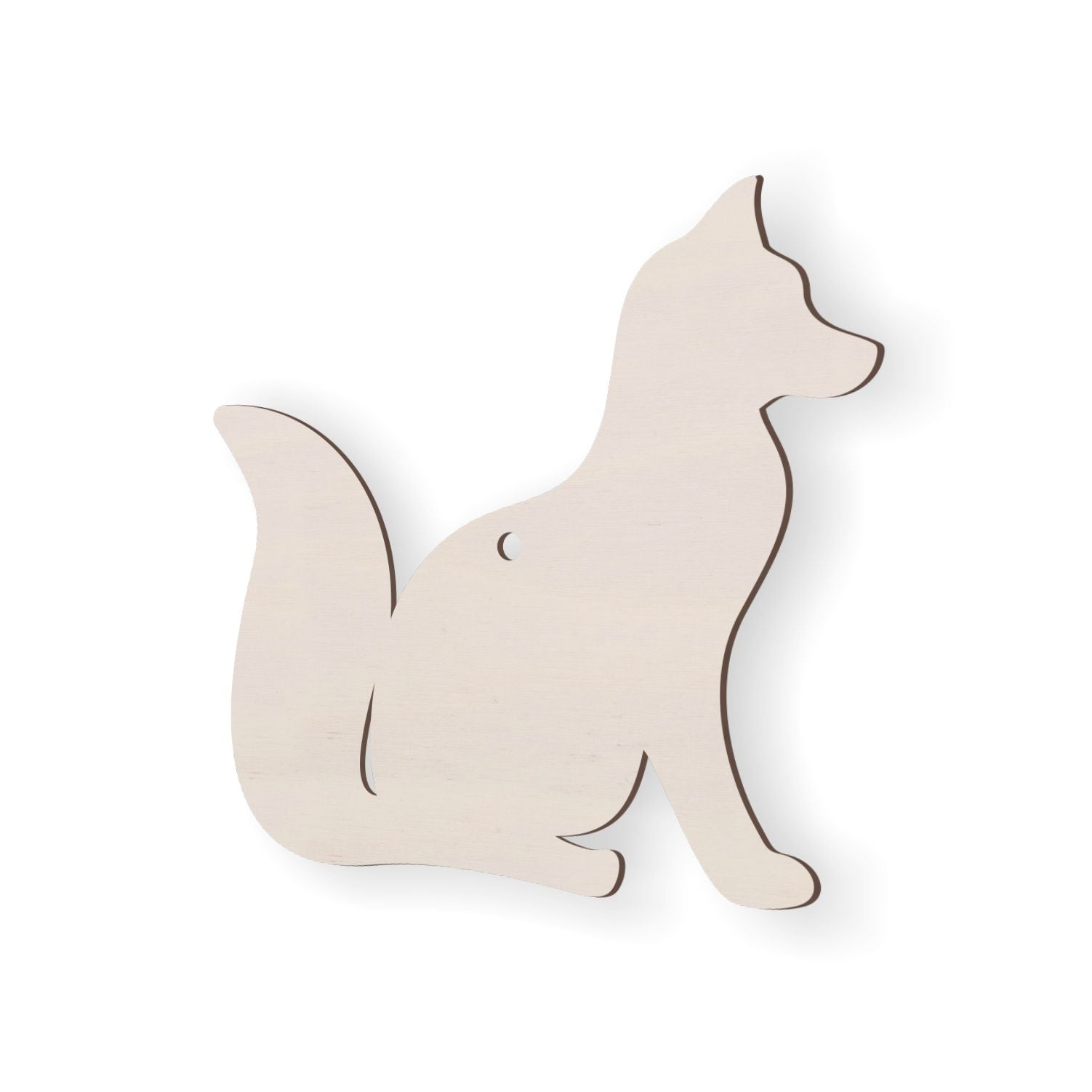 Wooden fox-shaped cutout on a white background