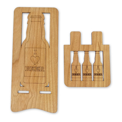 I Love Beer Phone Stand — Laser Cut Wooden Gift for Beer Lovers