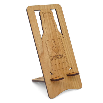 I Love Beer Phone Stand — Laser Cut Wooden Gift for Beer Lovers