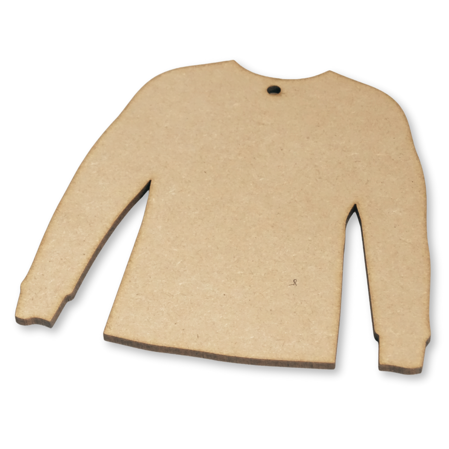 Jumper craft blank on a white background angled slightly to show the thickness and the hole position.