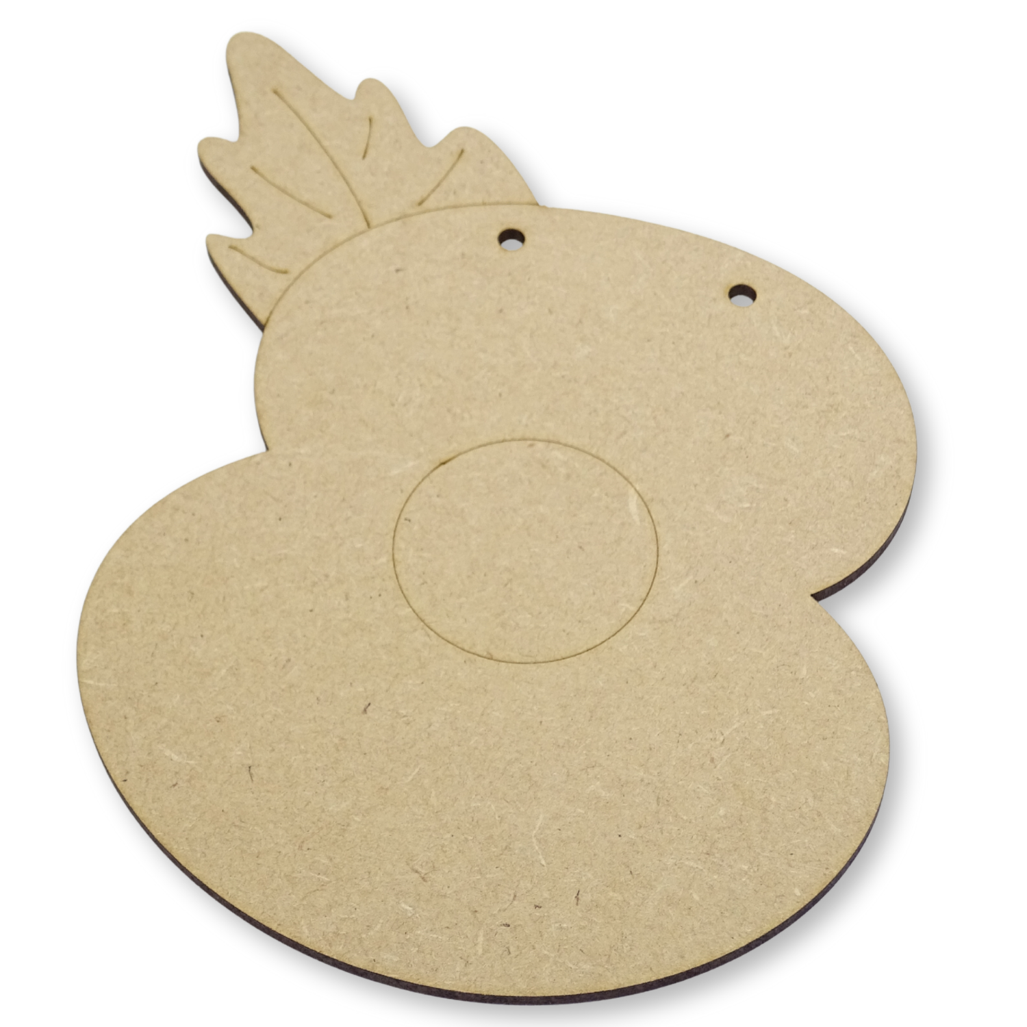 Poppy shape on a white background showing the 3mm thickness and the position of the holes