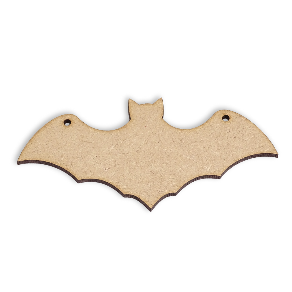 Cut out shape of a bat showing the hole position on a white background