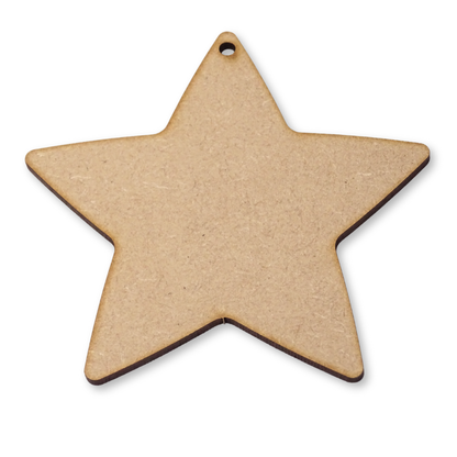 Cut-out of a 3mm thick mdf star shape in a white background