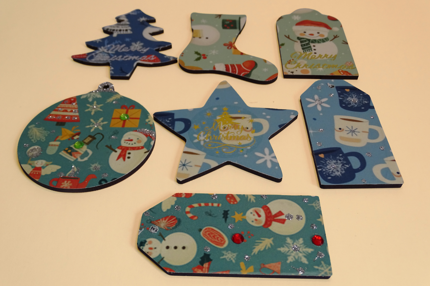 Showing the backs with a sample of how to decorate