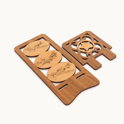 BBMF Fighter Planes Phone Stand — Two-Tone Wooden Aviation Gift
