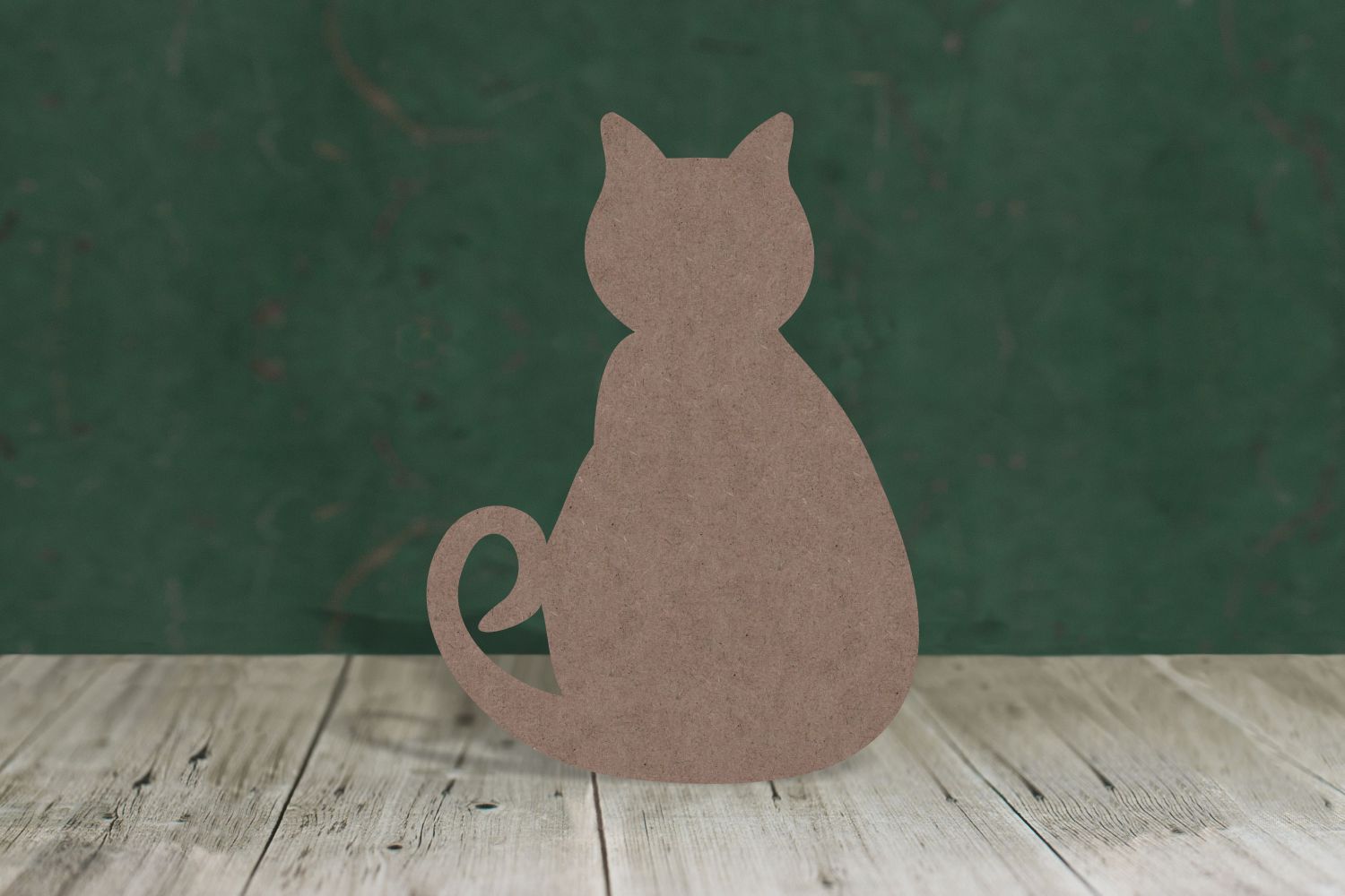 2mm thick MDF sitting cat shape on a green background