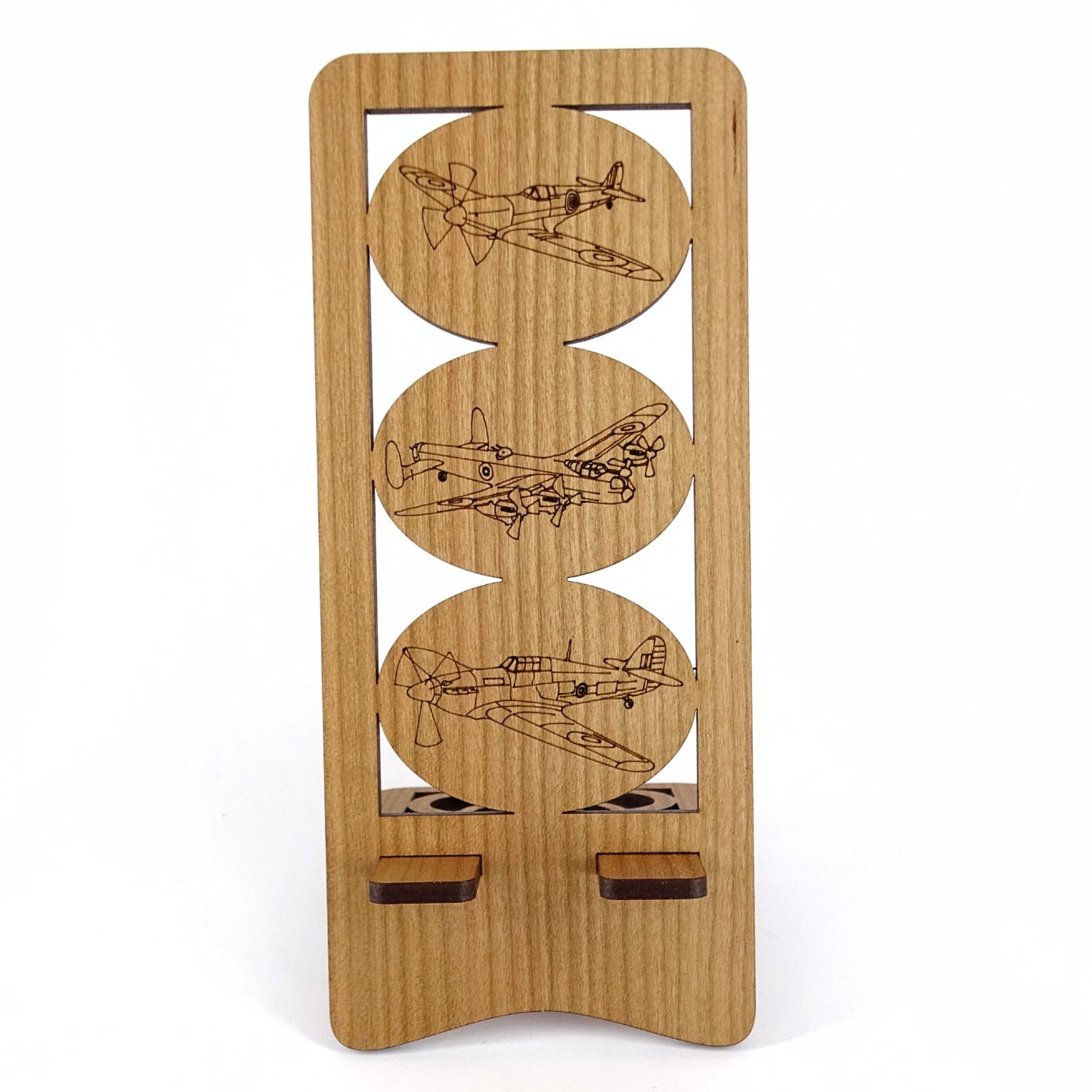 WWII Aircraft Phone Stand — Spitfire, Hurricane & Lancaster Bomber Gift