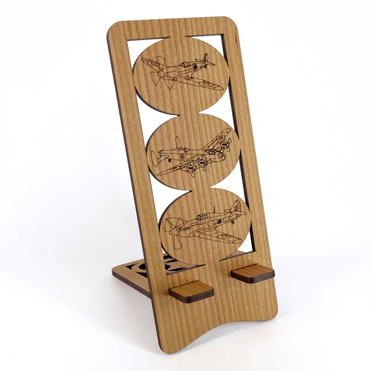 WWII Aircraft Phone Stand — Spitfire, Hurricane & Lancaster Bomber Gift