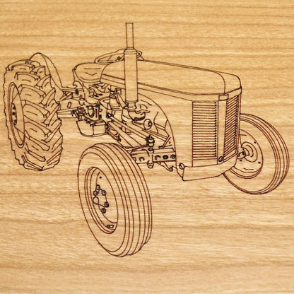 Vintage Tractor Laser Engraved Cherry Wood Coaster With Cork Back