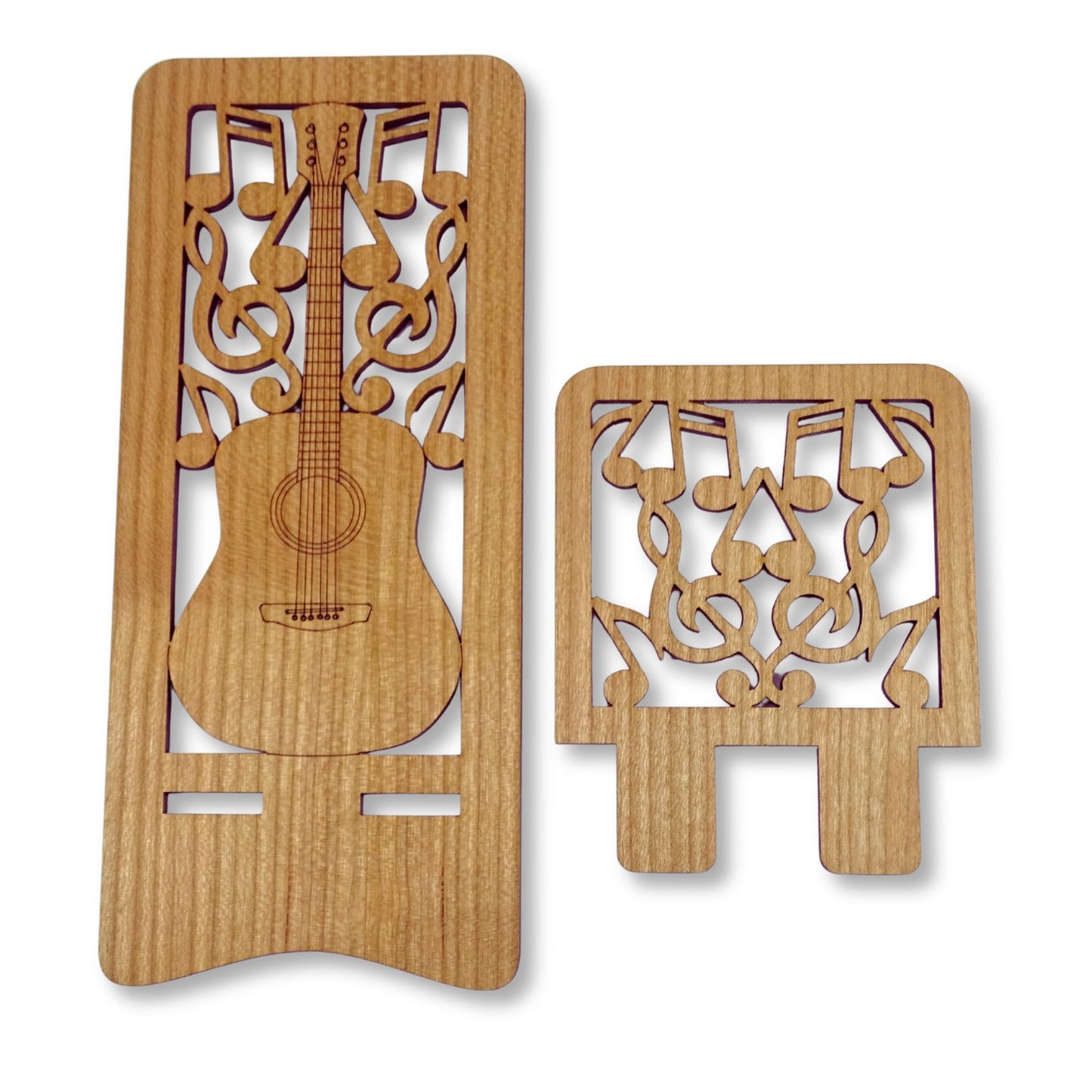 Acoustic Guitar Phone Stand — Laser Cut Wooden Gift for Guitar Players