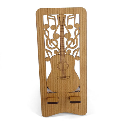 Acoustic Guitar Phone Stand — Laser Cut Wooden Gift for Guitar Players