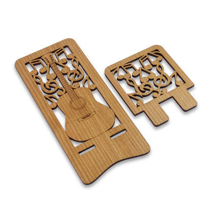 Acoustic Guitar Phone Stand — Laser Cut Wooden Gift for Guitar Players