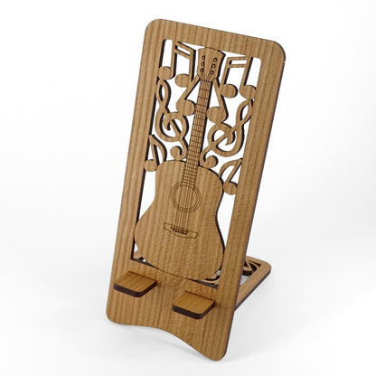 Acoustic Guitar Phone Stand — Laser Cut Wooden Gift for Guitar Players