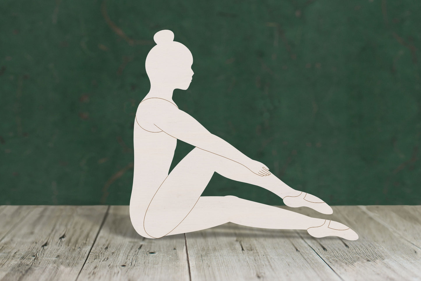 Ballet girl sitting wooden craft cut out - plywood