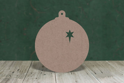 Baubles with star - wooden craft shape - 2mm MDF