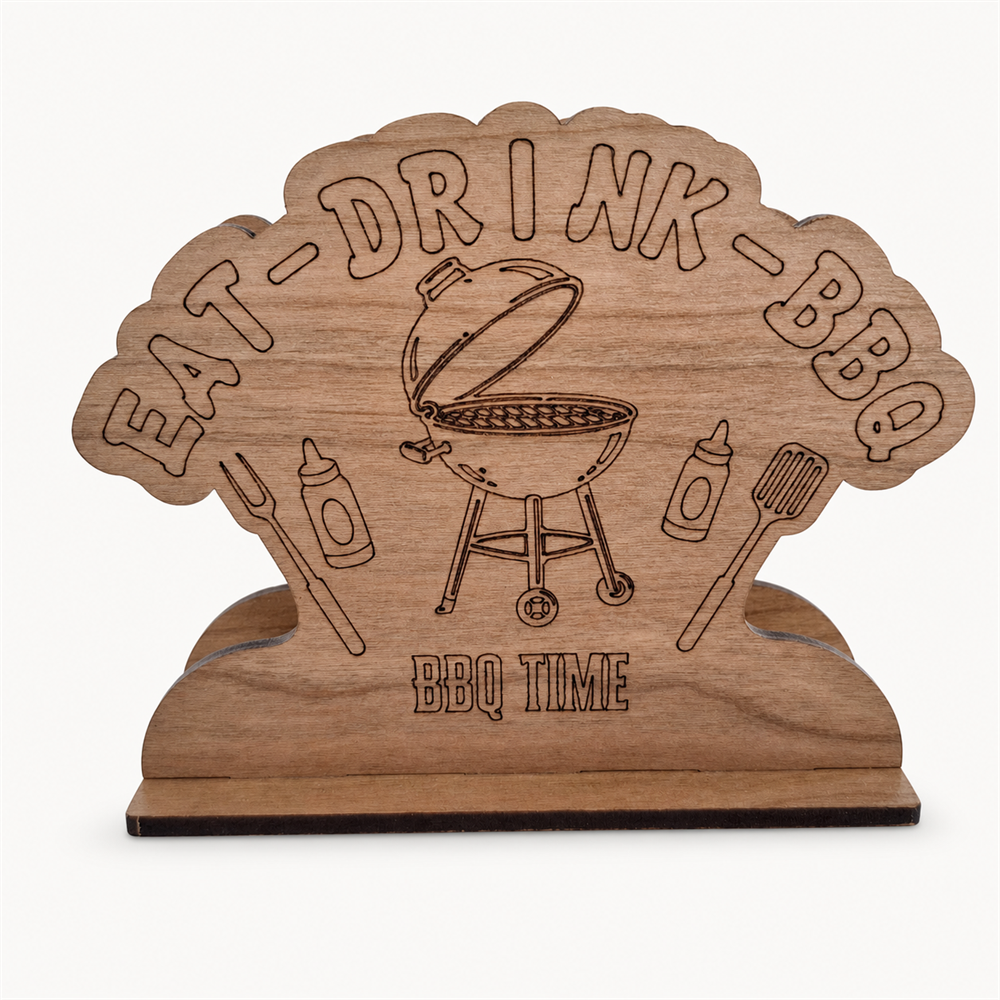 BBQ Napkin Holder — Laser Cut Cherry Wood Table Accessory