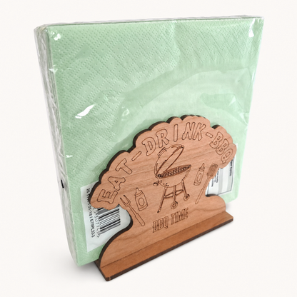 BBQ Napkin Holder — Laser Cut Cherry Wood Table Accessory