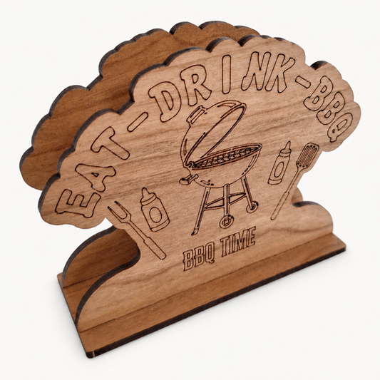 BBQ Napkin Holder — Laser Cut Cherry Wood Table Accessory