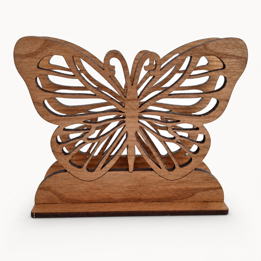 Butterfly Napkin Holder — Laser Cut Cherry Wood Table Accessory