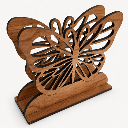 Butterfly Napkin Holder — Laser Cut Cherry Wood Table Accessory