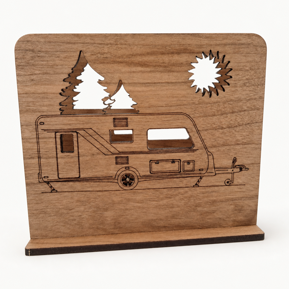 Caravan Napkin Holder — Laser Cut Cherry Wood Table Accessory