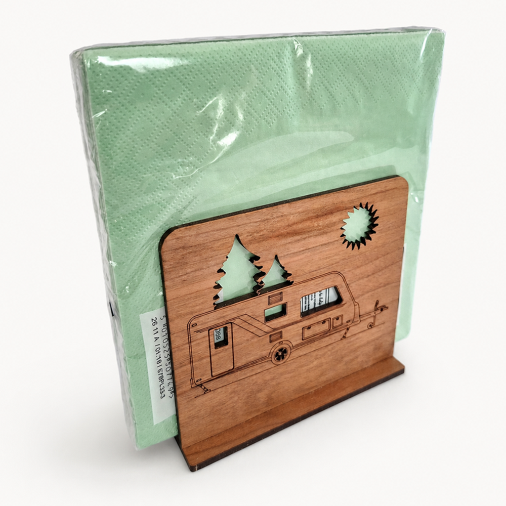 Caravan Napkin Holder — Laser Cut Cherry Wood Table Accessory