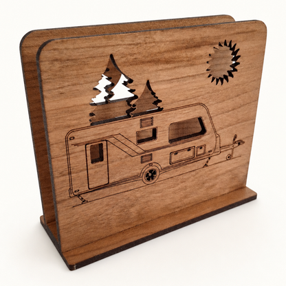 Caravan Napkin Holder — Laser Cut Cherry Wood Table Accessory