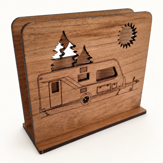 Caravan Napkin Holder — Laser Cut Cherry Wood Table Accessory