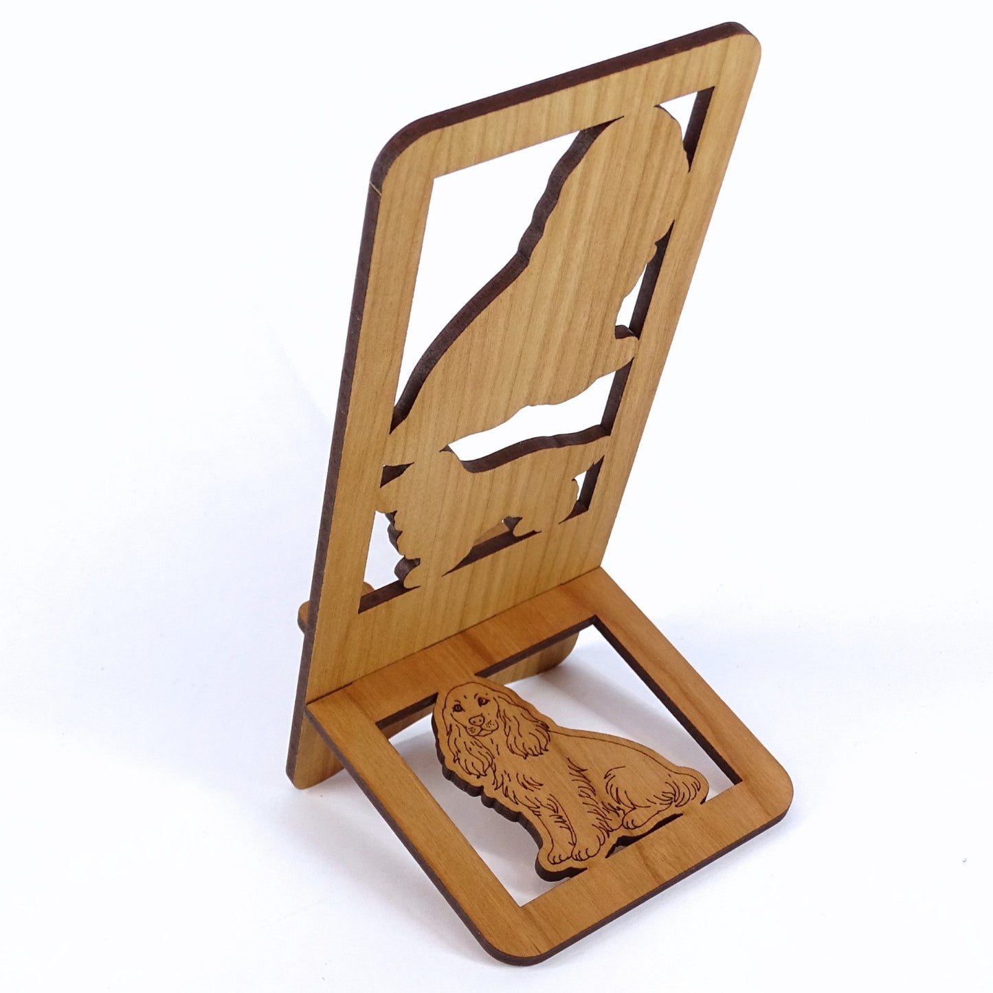 Cocker Spaniel Phone Stand — Laser Cut Wooden Dog Lover Gift