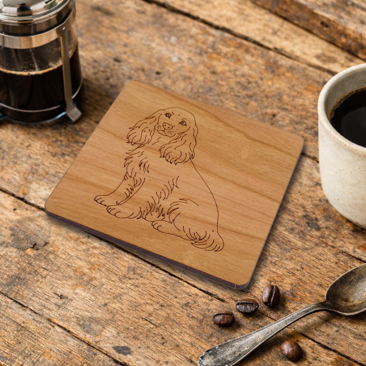 Cocker Spaniel Coaster | Laser Engraved Cherry Wood ideal Dog Lover Gift