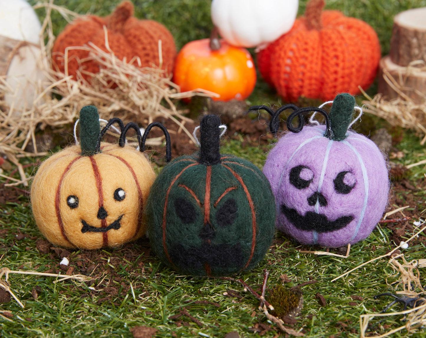 Simply Make Needle Felting Kit Halloween Pumpkin Trio, Gifts