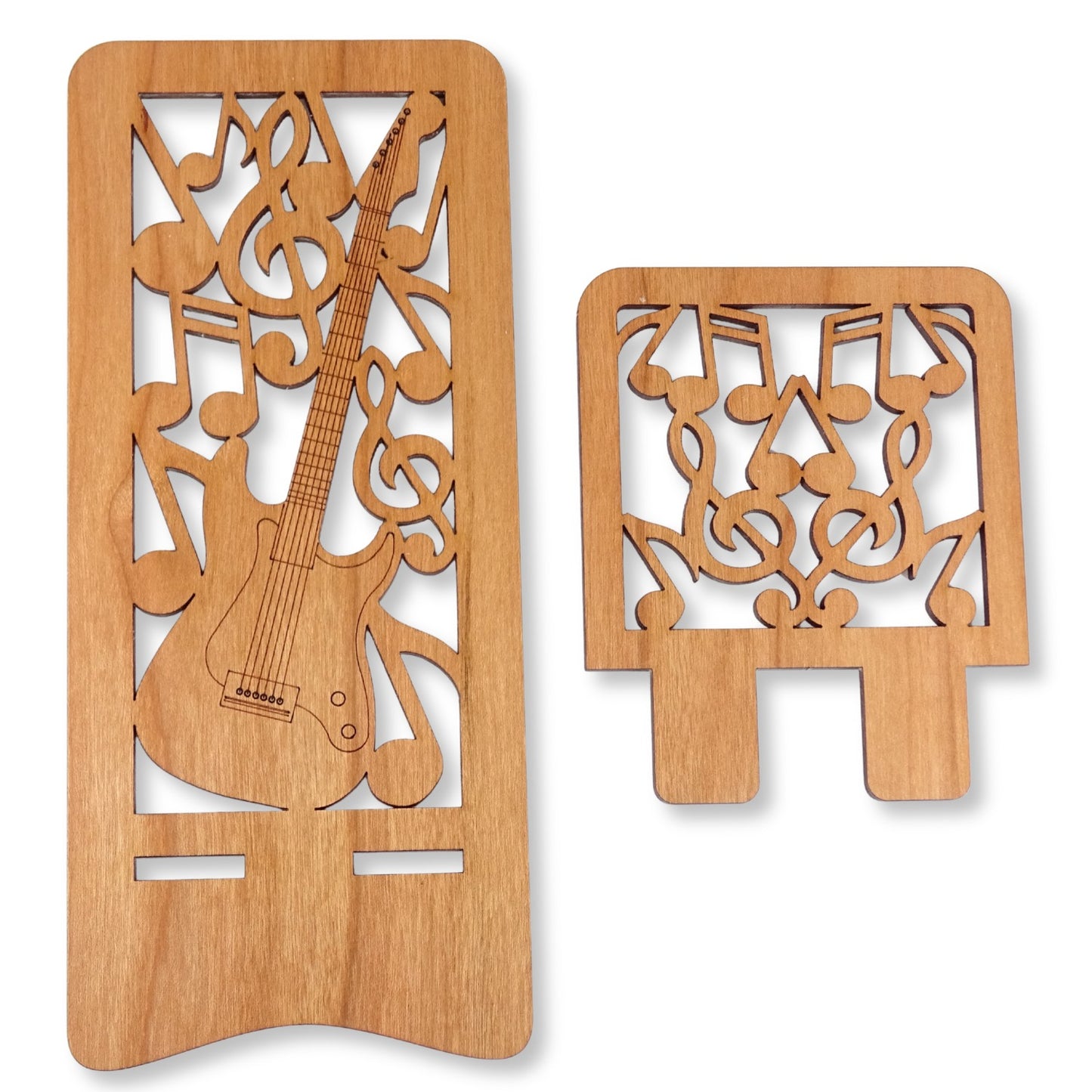 Electric Guitar Phone Stand — Laser Cut Wooden Gift for Musicians