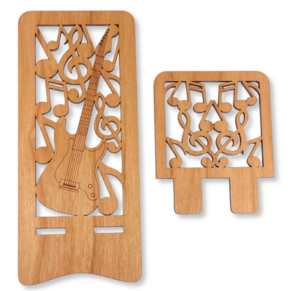Electric Guitar Phone Stand — Laser Cut Wooden Gift for Musicians