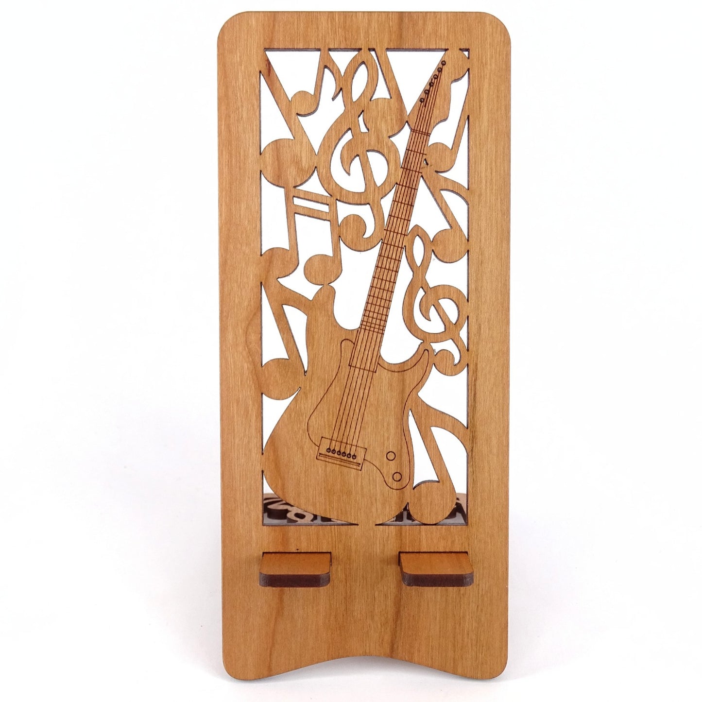 Electric Guitar Phone Stand — Laser Cut Wooden Gift for Musicians