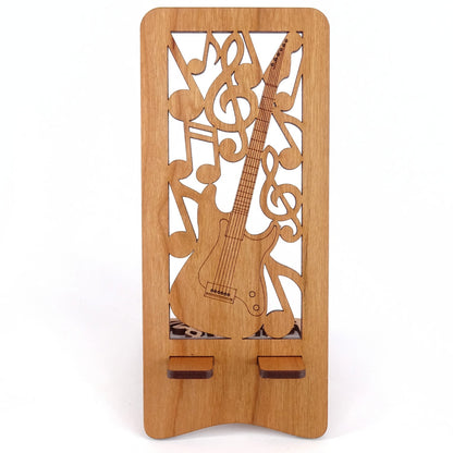 Electric Guitar Phone Stand — Laser Cut Wooden Gift for Musicians