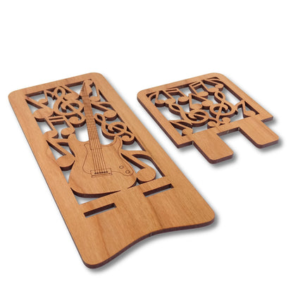Electric Guitar Phone Stand — Laser Cut Wooden Gift for Musicians