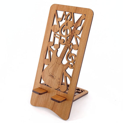 Electric Guitar Phone Stand — Laser Cut Wooden Gift for Musicians