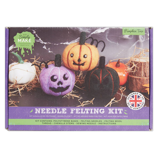 Simply Make Needle Felting Kit Halloween Pumpkin Trio, Gifts