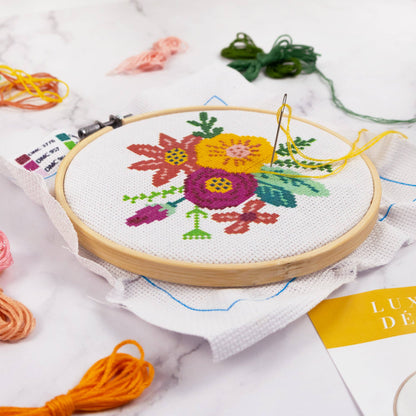 Cross Stitch craft set for Adults –  Includes two designs Floral and fresh fruit