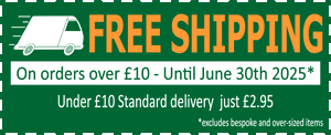 Delivery truck and text showing free shipping on all orders over £10 until 30st J2025ne