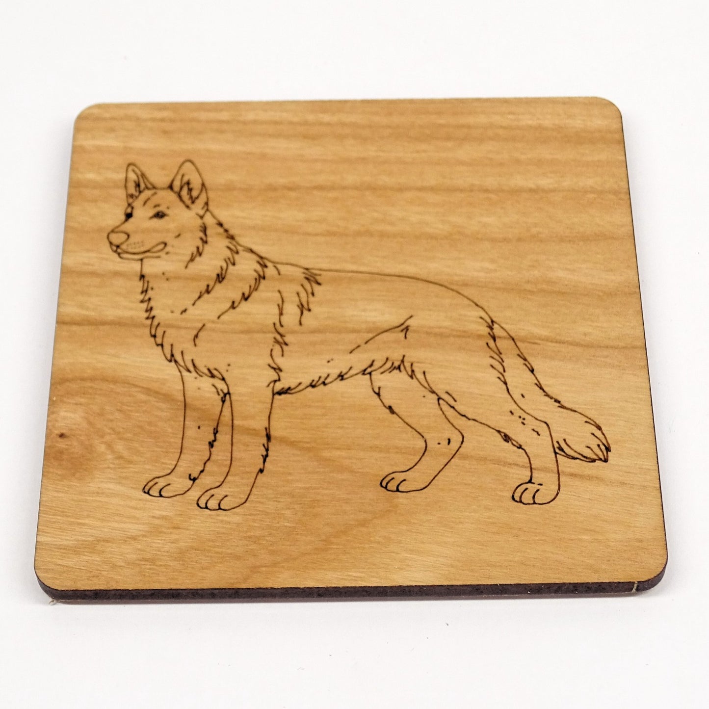 German Shepherd , GSD Standing Wooden Coaster Laser Engraved Dog Lover Gift