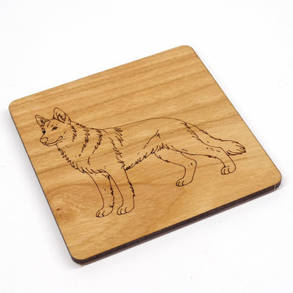German Shepherd , GSD Standing Wooden Coaster Laser Engraved Dog Lover Gift