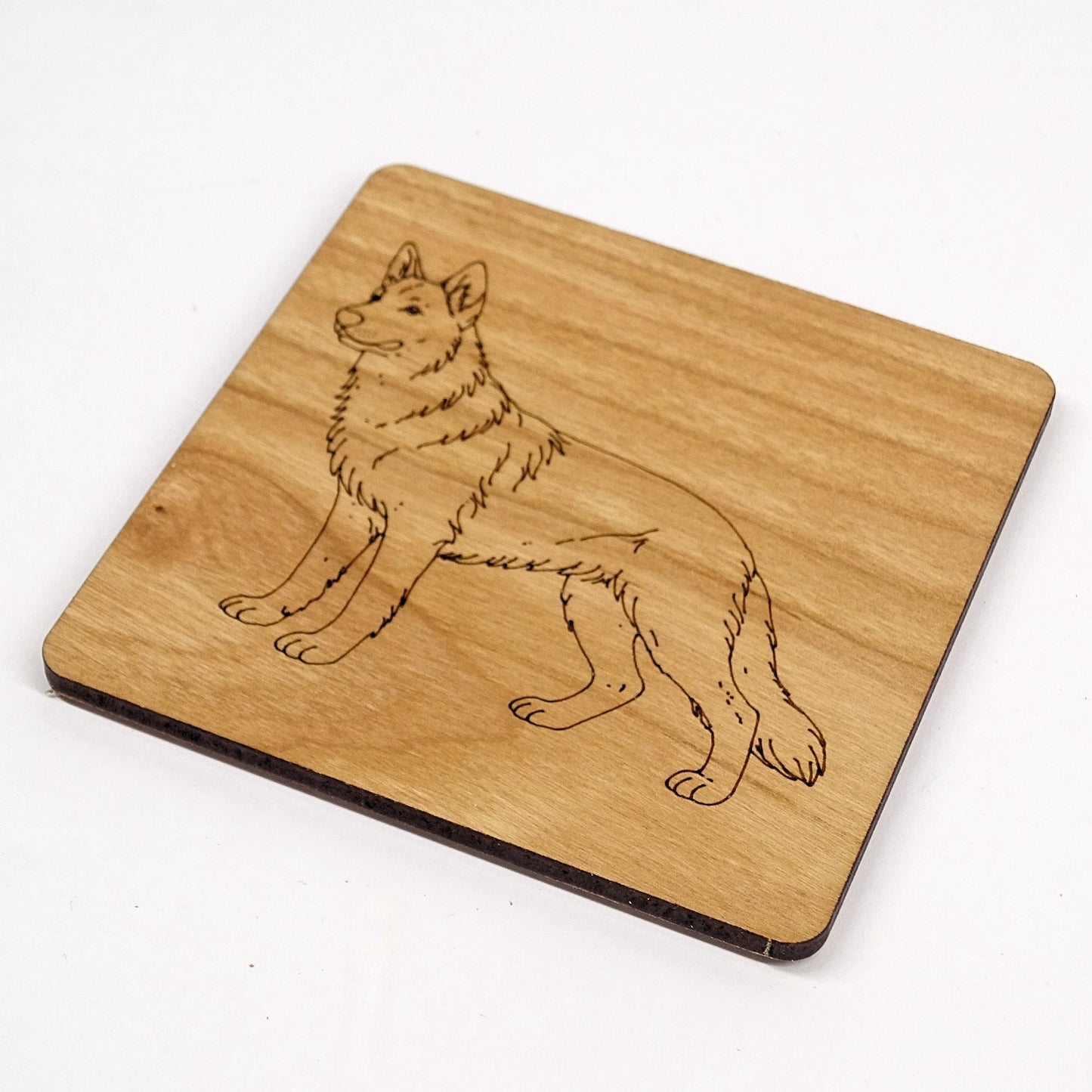 German Shepherd , GSD Standing Wooden Coaster Laser Engraved Dog Lover Gift