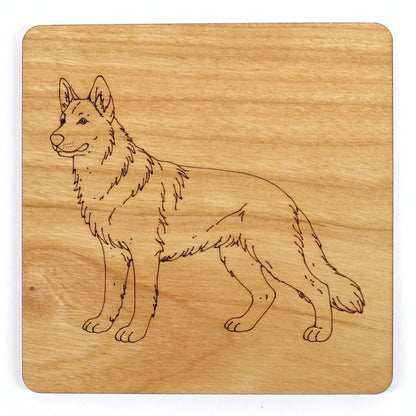German Shepherd , GSD Standing Wooden Coaster Laser Engraved Dog Lover Gift